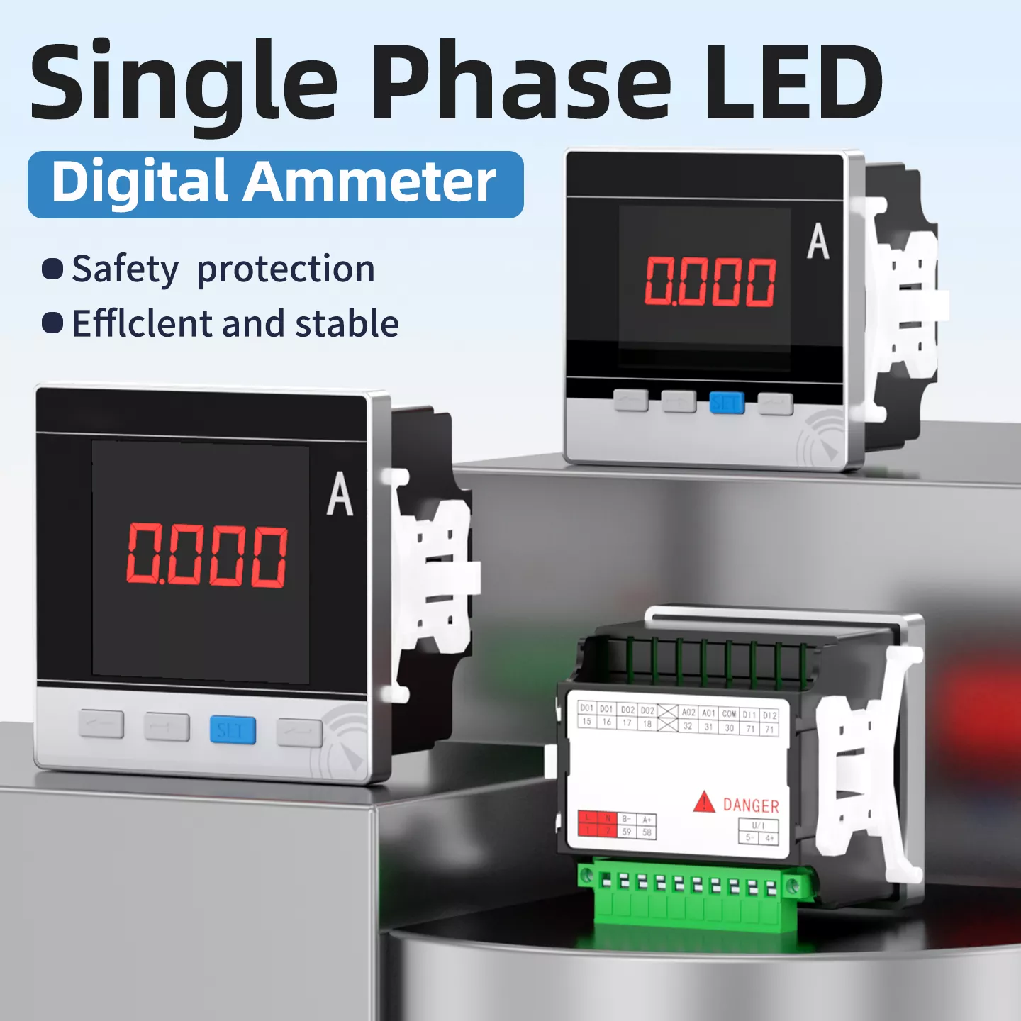 Eenfasige LED digitale ampèremeter