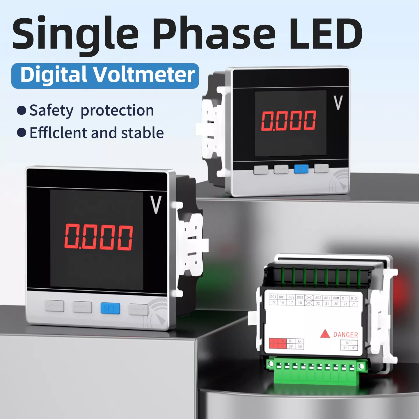 Eenfasige LED digitale voltmeter