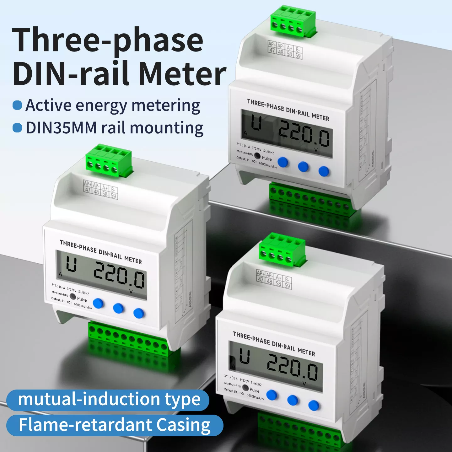 Driefasige Din-rail vermogensmeter