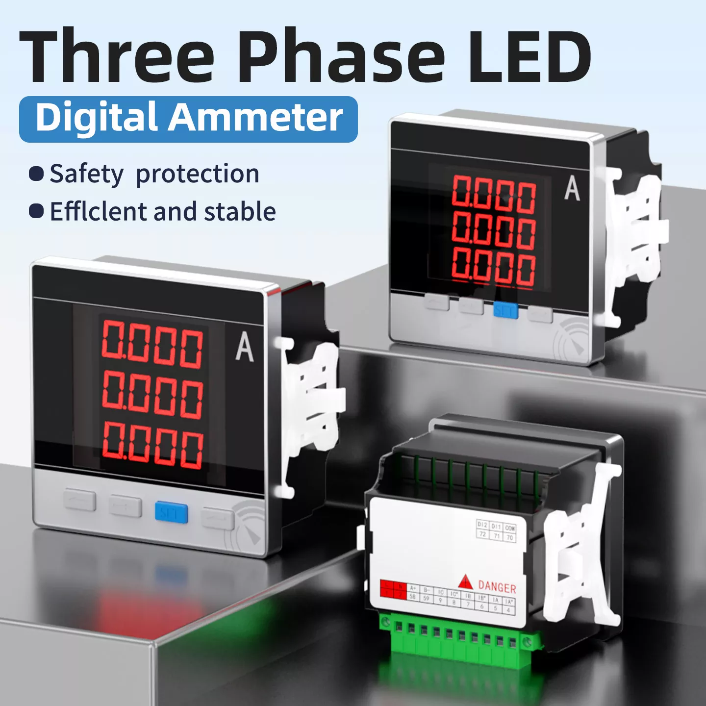 Driefasige LED digitale ampèremeter