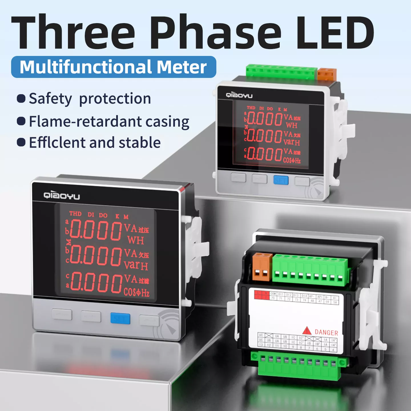 Driefasige LED-multifunctionele meter